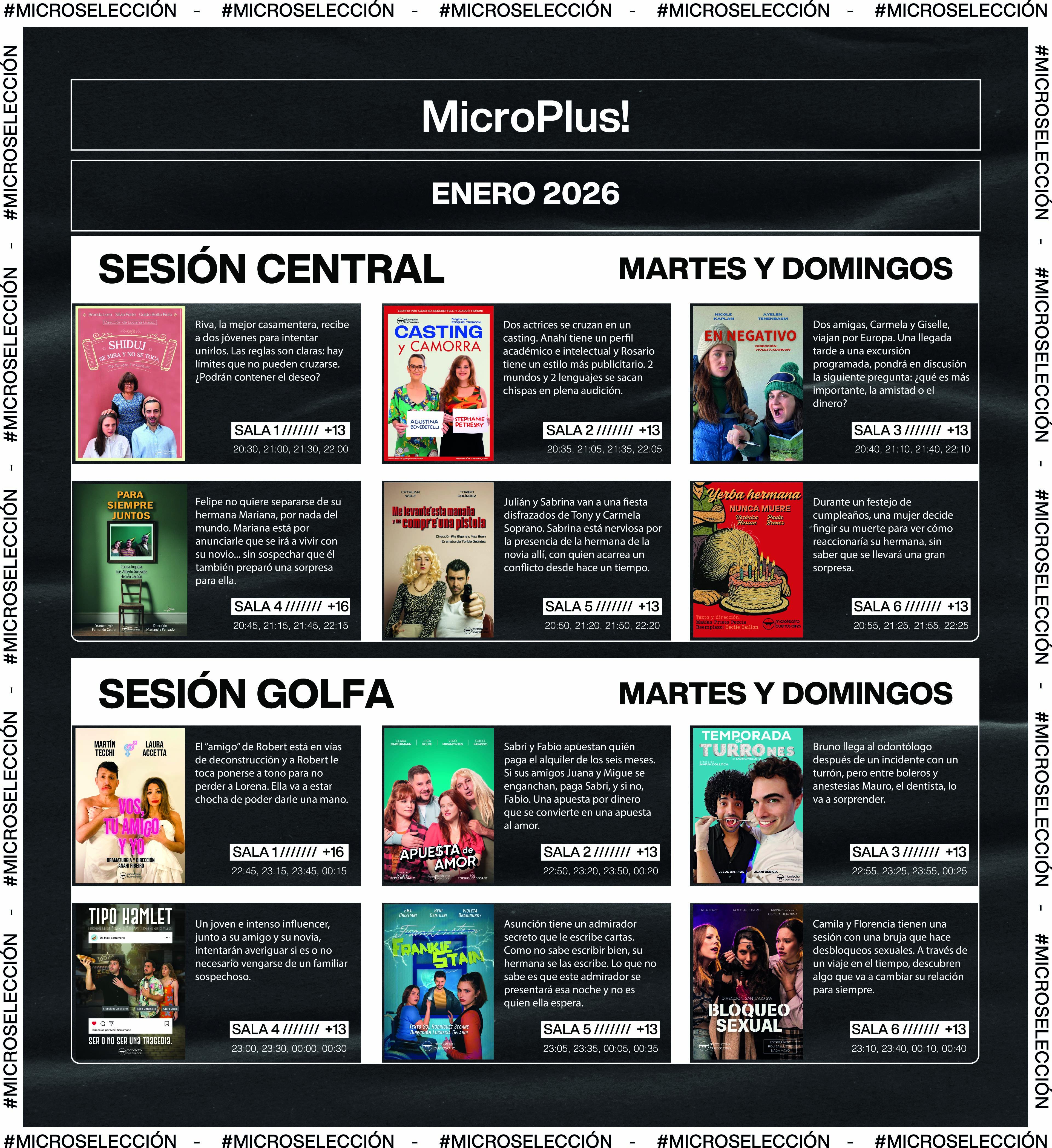 Cartelera de obras - Enero 2026 Microselección